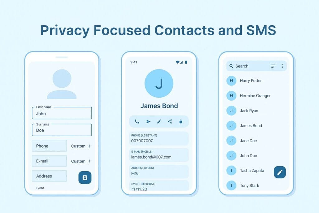 privacy focused contacts SMS app
